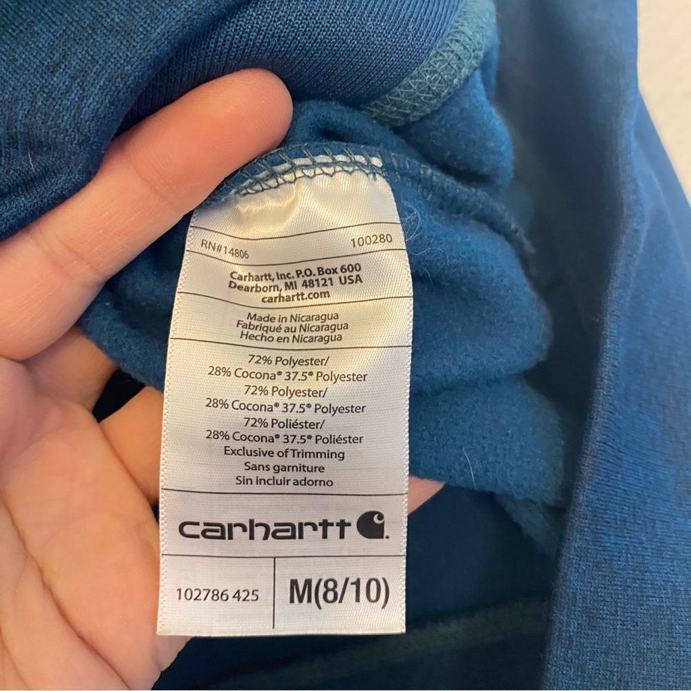Carhartt womans fleece lined zip up jacket embroidered logo front teal blue M - Picture 11 of 13